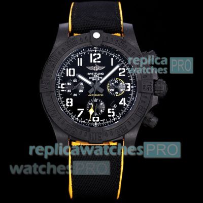 Swiss Clone Breitling Avenger Hurricane Black Face Carbon Case Chronograph Watch Nylon Strap 